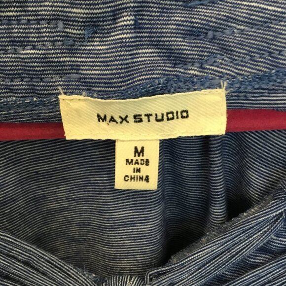 Max Studio Shift Dress Sleeveless Braided Neck Sz Medium Blue White Comfortable - Picture 7 of 9